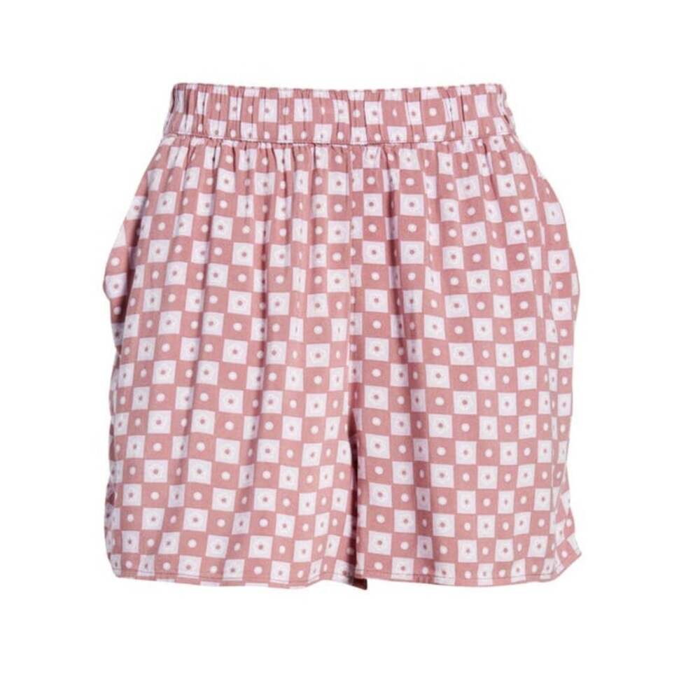 BP Easy High Waist Shorts 4X Pink Purple Geo Floral Checkered Womens Plus Size